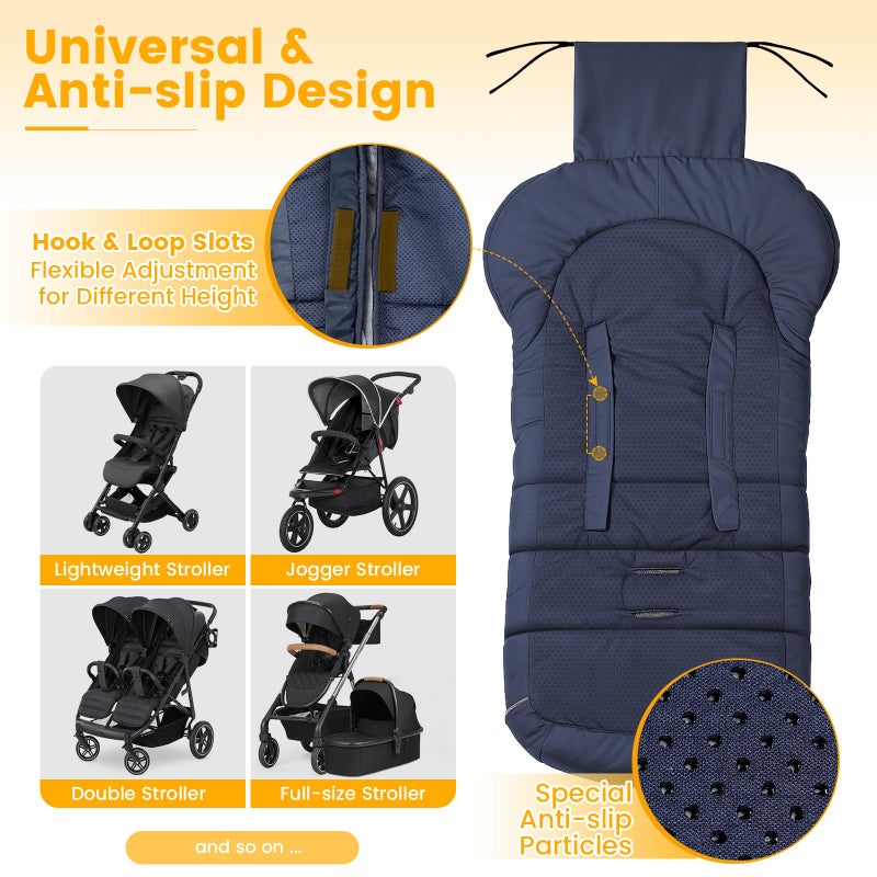 Orzbow Warm Bunting Bag Universal, Stroller Sleeping Bag Cold Weather, Waterproof Toddler Footmuff (Blue, Large) - Image 5